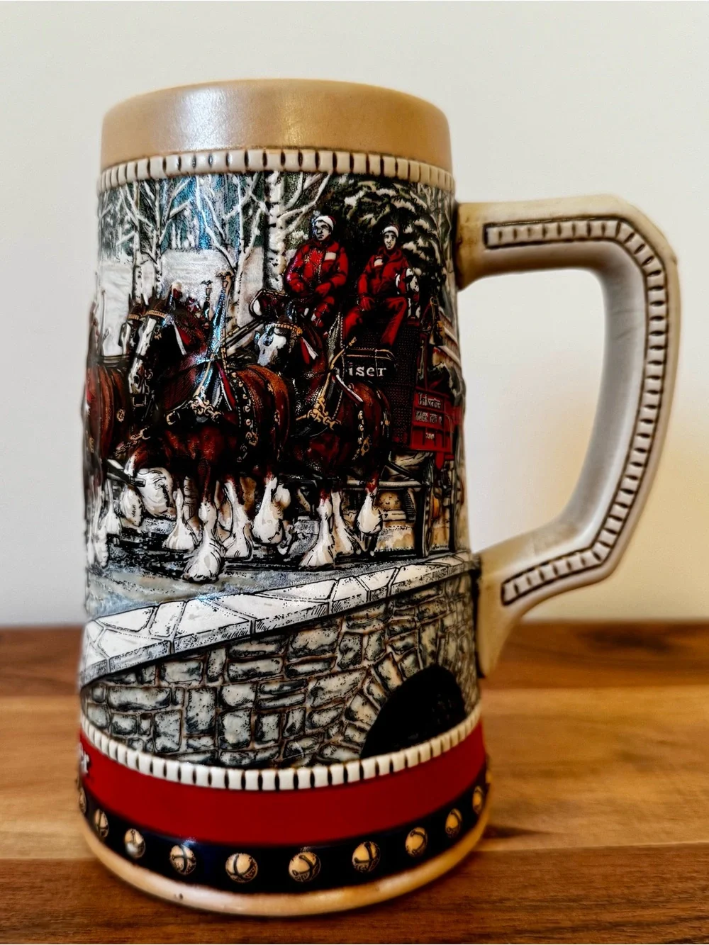 Vintage 1988 Budweiser Holiday Collector’s Series Stein, Clydesdale Scene